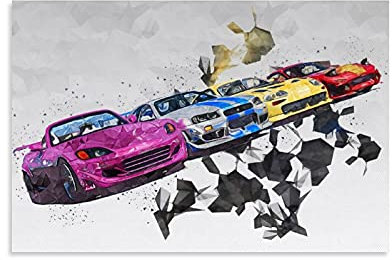 Hellove Poster Wandbild 2 Fast 2 Furious Leinwand-Kunst, Modernes Familien-Schlafzimmer-Dekoration, 60 x 90 cm