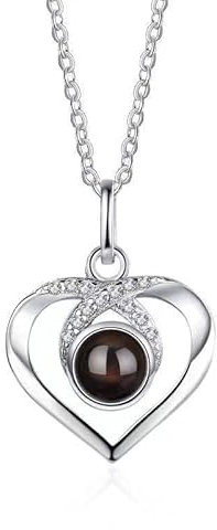 WEIYOUDP Personalised Jewellery Customised Necklace Memory Necklace with Picture Memorial Necklace Necklace with Photo Inside (Silver color)