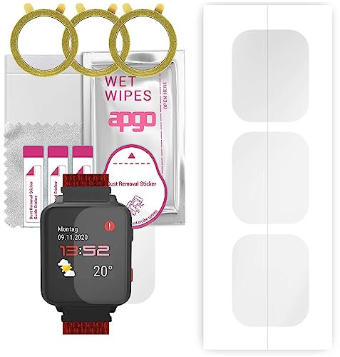 apgo 3 Stück Schutzfolie, klar, kompatibel mit Anio 5 kids swdsm40 Smartwatch, Hydrogel Displayschutzfolie mit Positionierhilfe, Displayfolie, robust und kratzfest