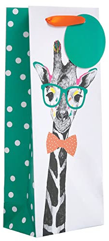 UK Greetings Bottle Bag for Him/Her/Friend - For Birthdays, Congratulations & Other Events - Giraffe Design