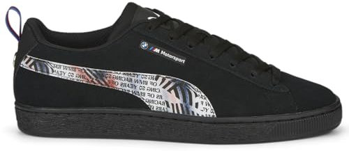 Puma BMW MMS Herren-Sneaker, Wildleder, Freizeitschuhe, Schwarz, Schwarz, 44 EU