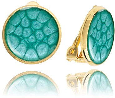 Bequem Elegant Klassisch Klein Runde Clip Ohrringe - Ohrclips Ohne Ohrlöcher Schmuck für Damen (Stil 22 - Gemalte Türkis Gold)
