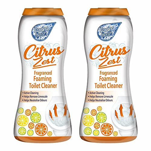 (Set of 2) - Citrus Zest Fragranced Foaming Toilet Cleaner Foam Powder Limescale Remover Suitable For Kitchen Water Pipe Sewer Drains & Toilet Cleaning Odour Remover