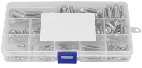 Lwuey Schrauben Muttern Sortiment Set, Sechskopf-Knopf Zylinderschrauben M2.5 M3 M4 M5 M6 M8 135 Teilig Edelstahl Metrisch Helle Oberfläche Unterlegscheiben Struktur Schraubes Kopfteile Stühle Möbel