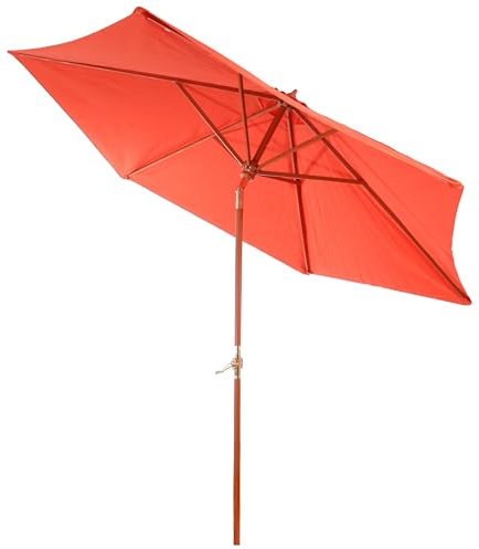 Décoshop26 Parasol en Bois de Jardin 3m Stable inclinable manivelle Terracotta 04_0003807