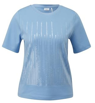 s.Oliver Damen 2144037 T-Shirt mit Pailletten, blau, 34