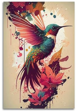 Terp Kolibri-Poster, Wandkunst, Filme und Musik, Poster, Geschenk für Freunde, Schlafzimmer, Wohnzimmer, Dekoration, modern, ästhetisch, 30 x 45 cm, ungerahmt