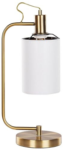 Beliani Tischlampe aus Eisen und Leinen kupfer/weiß modern elegant Wohnzimmer Liberia