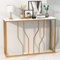 LIFEZEAL Konsolentisch Marmor, Eingangstisch Schmal mit goldenem Metallrahmen, Flurtisch mit großer Tischplatte, Eleganter Dekotisch für Wohnzimmer & Flur, 110 x 30 x 80 cm