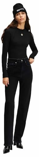 Karl Lagerfeld Jeans Damen High Rise Straight Denim Washed Black 3130