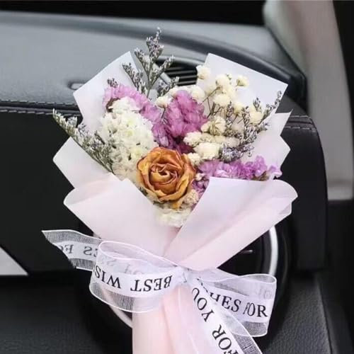 ZOUBAOQ Kreativität Trockenblumen Blumenstrauß Auto Parfüm Vent Clip Mini Bouquet Ewige Innenzubehör Ornament Blume Auto