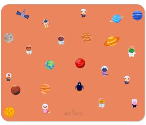 TINYLOADERS Platzdeckchen, Platzmatte, Tischset, Placemat, Unterlage in kinderfreundlichem Design in vielen Farben und Motiven, frei von BPA, 43 cm x 34 cm, Astronaut