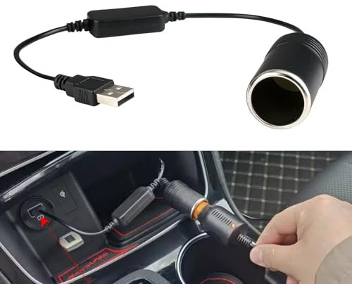 5V USB A Male to 12V Car USB Cigarette Lighter Adapter Female Converter Extension Cable Adapter Cord Step Up Voltage Output for Car Cigarette Lighters Driving Recorder DVR Camera