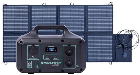 Pack station d'énergie portable IZYWATT 800 LFP et panneau solaire 160W, pour le camping et l'extérieur