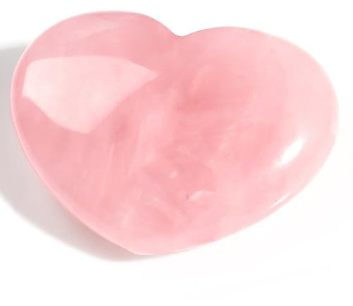 Sahoottie 45mm 1.8 Inches Rose Quartz Crystal Heart, Healing Crystals Rose Quartz Stone,Natural Love Hearts Gemstones,Pocket Palm Stones Crystal Gifts
