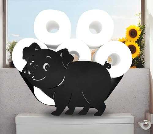 Porte-Serviettes en Papier Cochon d'europe – fantaisiste, Compact, Anti-Corrosion – Organisateur idéal pour 8 Rouleaux de Papier Toilette – Parfait pour Les Maisons, Les copropriétés et Les cabines