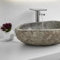CLALER Waschbecken Oval 45-53 x 15 cm, Flussstein Naturstein Aufsatzwaschbecken für das Badezimmer und Gäste-WC Waschschale ohne Hahnloch und ohne Überlauf, Aufsatzbecken Handwaschbecken