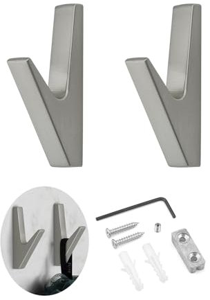 JINTANG kleiderhaken wand,2 pcs garderobenhaken silber,kleiderhaken akustikpaneele,wandhaken zum schrauben,Wandhaken akustikpaneele garderobe für Küchen, Bäder, Foyers und Flure(Chrom matt)
