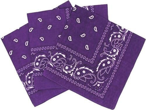 AAMERA Lot de 3 bandanas cachemire taille XL pour homme et femme, violet foncé, 55cm x 55cm