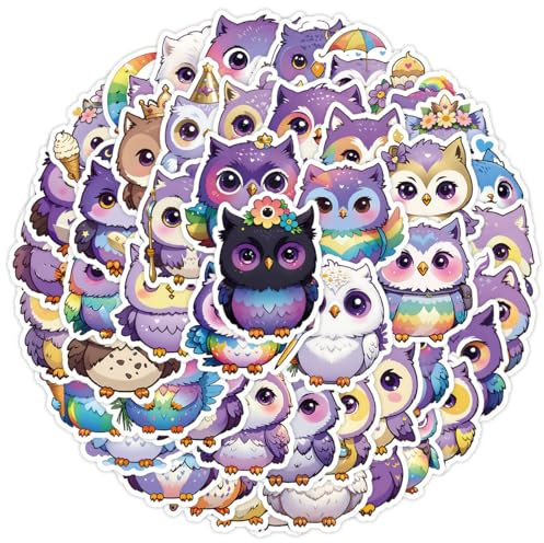 50Stück Eule Aufkleber für Fahrrad,Auto,Kühlschrank,Laptop,Gepäck,Stoßstange, Motorrad,Cartoon Vogel Wasserdicht Vinyl Aufkleber,Kinder Teenager Mädchen Geschenk,Tierische Niedliche Graffiti Sticker