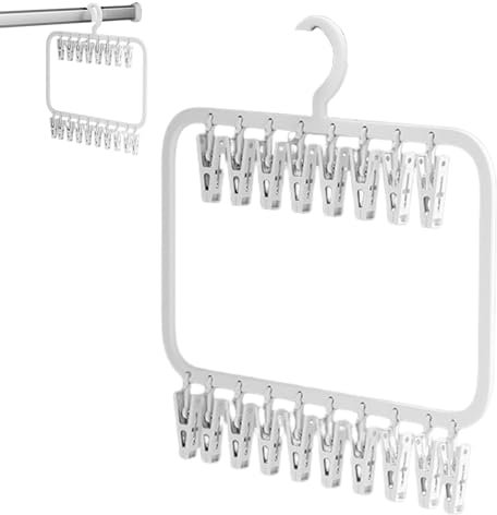 Raypontia Clothes Airer with Clips, Clothes Airer with Clips | Clothes Dryer Hanger | Windproof Clip Hanger for Drying Socks, Diapers, Underwear, Socks, Gloves