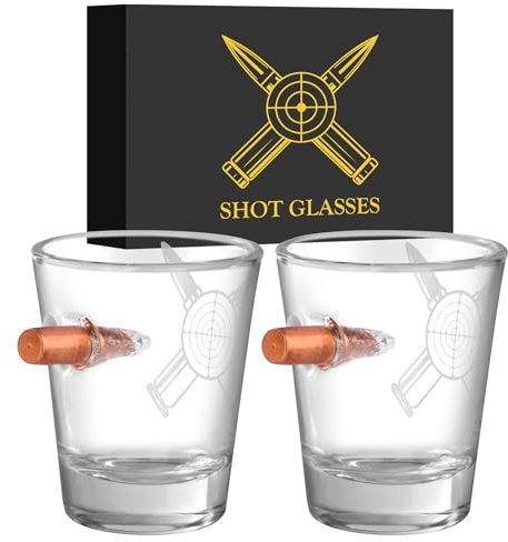 Lot de 2 Verres à Shot Personnalisés à Base Lourde de 60ml avec Boîte Cadeau, pour Whisky, Brandy, Vodka, Expresso, Tequila et Desserts, Durables et Réutilisables pour La Maison, Les Bars et La Fête