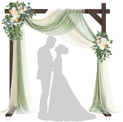PlusFive Wedding Arch 2.28 m, Square Wood Wedding Backdrop Stand, Garden Arbor, Big Wooden Wedding Arch Frame for Proposal Wedding Birthday Valentine's Day Outdoor Indoor Garden Decor, Rustic Boho