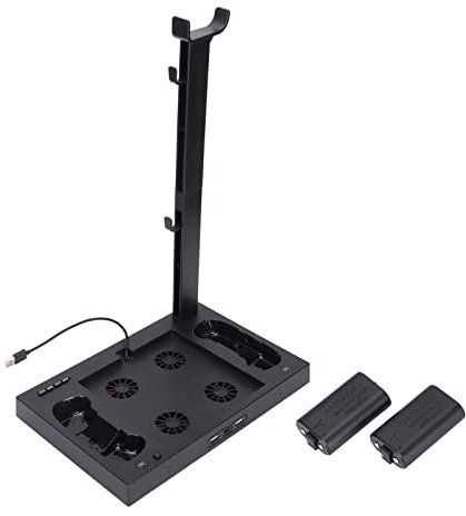 Rankomu For Xbox SeriesX Console Cooling Base Xbox Series X Console Cooling Stand, Multifunctional Cooling Fan Base with Headset Bracket and Battery Adapter, Vertical Design, Efficient Cooling