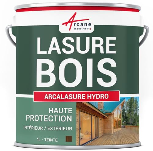 Lasure Bois Extérieur Intérieur Satinée Résiste UV 1 L Wengé | Lasure Bois Intérieur et Extérieur, Satinée, Résiste aux Uv et Intempéries, Protège le Bois - Arcane Industries