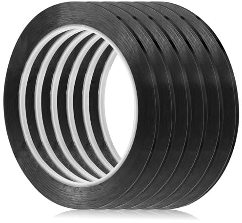6 Rolls Black Whiteboard Grid Marking Tapes 3 mm Width Graphic Tape Dry Erase Whiteboard Thin Tape Self Adhesive Chart Line Tape for Classroom and Office Presentations