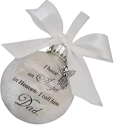 Weihnachts-Gedenkkugeln, Ornamente, Engelsfeder-Kugel, Weihnachtsbaum-Hängeanhänger für Papa, Weihnachts-Gedenkkugeln, Weihnachtsengel-Feder-Kugel, Gedenk-Hängeanhänger, Weihnachtskugel-Ornamente