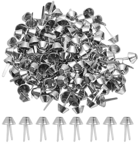 PATIKIL 200 Pcs Boulons Métalliques Pieds de Sac Ton Argenté 0.5 x 0.8 Inch | Pilote, Fond Plat à Branches, pour Sac à Main, Idéal pour Sacs, pour Décoration, pour Vêtements, pour Bricolage