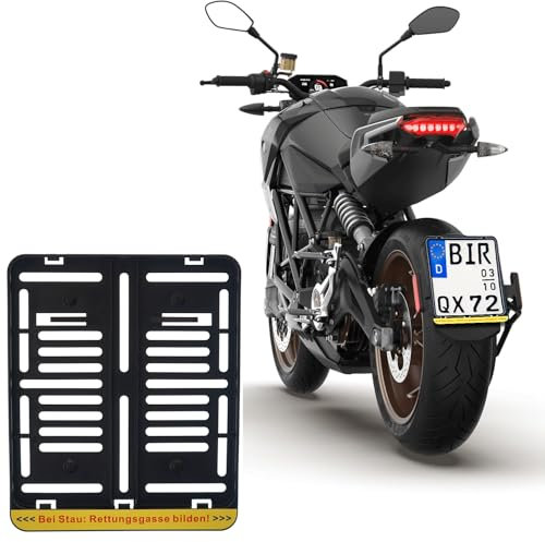 1x Kennzeichenhalter DE Für Kennzeichen im Format 180 x 200 mm 18 x 20 cm (für Motorrad Roller) BEI Stau : RETTUNGSGASSE BILDEN Gelb