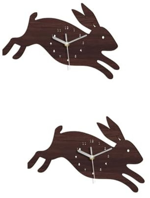 Amosfun 2St wanduhr Dekoration Bunny hasenscheisse Schlafzimmer Erwin wickert wohnungsdeko Uhrennummern Batterie Lichterkette Nicht tickende wanduhr Tag 5 Zoll Uhr heimuhr hölzern