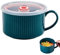 Tazza di zuppa, tazza di zuppa a microonde portatile con coperchio, ciotole di zuppa in ceramica con manici contenitori di zuppa ciotola a microonde portatile per cereali di pasta istantanea