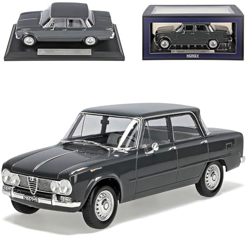 Alfa Romeo Giulia Ti Super Limousine Graphit Grau 1962-1978 1/18 Norev Modell Auto mit individiuellem Wunschkennzeichen