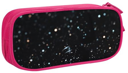 AQRJLPO Trousse à crayons noire à paillettes pour garçons et filles de grande capacité pour bureau, école, étudiants, papeterie, trousse à crayons avec 2 compartiments, noir, rose, Taille unique