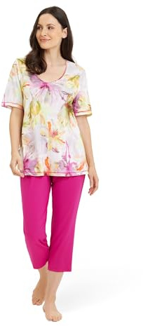 Rösch Pyjama mit Blumendruck Gelb-Pink Baumwolle/Modal 1253239