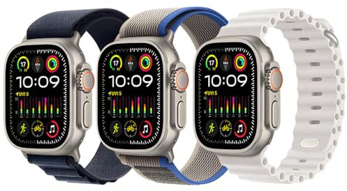 CSLKDDS Lot de 3 bracelets compatibles avec Apple Watch 49 mm, 46 mm, 45 mm, 44 mm, Trail Loop/Alpine Loop/Ocean, bracelet de rechange sport en nylon pour iWatch Ultra 3 2 1 SE Series 11 10 9 8 7 6 5