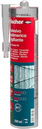 Fischer KD Crystal 40 Adesivo Sigillante Trasparente Cristallino con Antimuffa, Polimerico, Colla per Legno, Vetro Ceramica, Plastica, Metallo, Muratura, Marmo, Granito, Pietra Naturale, 577129
