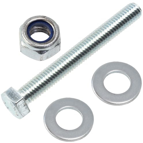 AERZETIX - Juego de 15 tornillos de cabeza hexagonal M8x65 mm + 30 arandelas + 15 tuercas hexagonales autoblocantes M8 | para bricolaje y fijación ligera | en acero