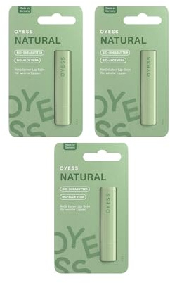 OYESS Lippenpflege 3er Set – Natural – (3×4,8g) Natürlicher Lippenbalsam mit BIO-Sheabutter & BIO-Aloe Vera für weiche und gepflegte Lippen