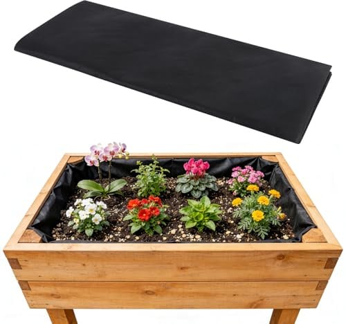 Guittly Fabric Liner for Large Veg Trough Planters, Raised Bed Planter Liner Non Woven, Heavy Duty Plant Liners for Pots Trough Planters (Black, 210x160cm)