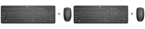 HP 230 Combinación de Teclado y Ratón Inalámbricos(1600 PPP, Batería hasta 16 Meses de Duración, Puerto USB-A, Indicadores LED, Windows) Teclado QWERTY Español - Negro (Paquete de 2)