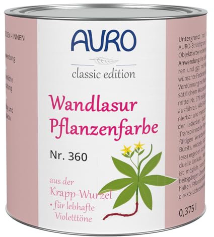 AURO Wandlasur-Pflanzenfarbe - Krapp-Rot (Blauton) - 0,375L