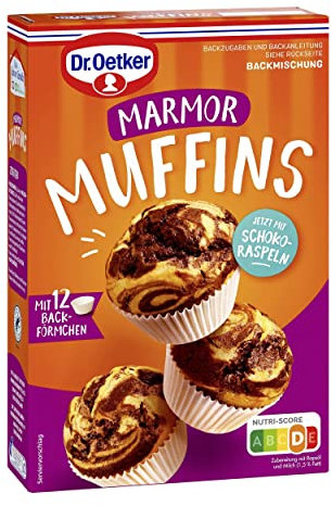 Dr. Oetker Marmor-Muffins, 8 x 320 g, Backmischung für hellen & dunklen Rührteig, zum Zubereiten von 12 individuell marmorierten Muffins, inkl. Papierbackförmchen