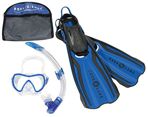 Aqua Lung Sport Amika Schnorchel Set 3-teilig INC Maske/Schnorchel/Flossen in Reisetasche, blau
