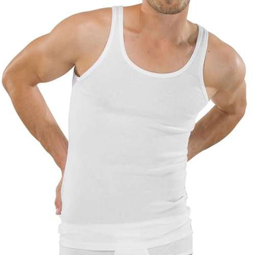 Schiesser Herren Ohne Arm- Original Feinripp Unterhemd, Weiss, XXL EU