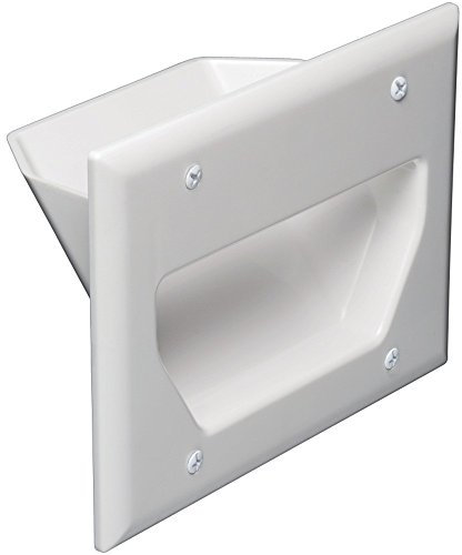DATACOMM Electronics 45-0003-WH 3-Gang Recessed Low Voltage Cable Pass Through Wall Plate – Flush-Mount Design for Clean Wire Management Behind TVs, Amps & AV Devices – White