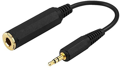 Cavo adattatore audio mini jack stereo 3,5mm ( M ) ( PICCOLO ) Jack 6,3mm ( F ) Oro ACA-356S Monacor 0,20 CM